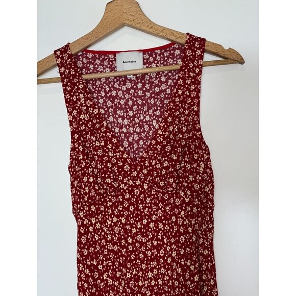 Reformation Calix Floral Red Sleeveless Mini Dress  Womens XS - Picture 5 of 11